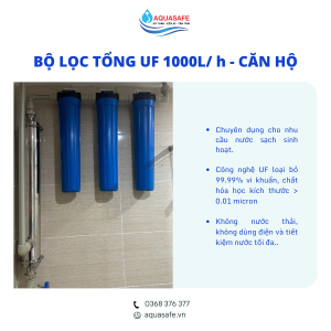 Bộ lọc tổng UF công suất 1000L/ h cho căn hộ