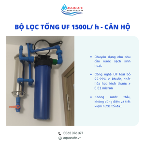 Bộ lọc tổng UF công suất 1500L/ h cho căn hộ