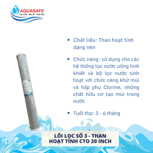 Lõi lọc số 3 - than hoạt tính CTO 20 inch